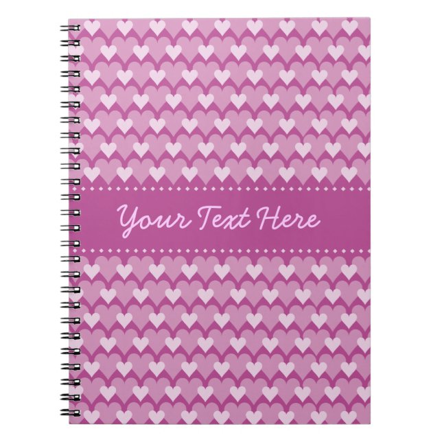 Individuelles Notebook mit rosa Herzen Notizblock (Vorderseite)