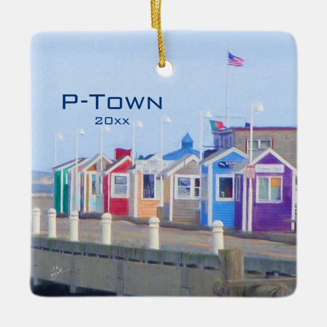 Individuelles P-Town Provincetown Foto Modernes Keramikornament (Vorderseite)