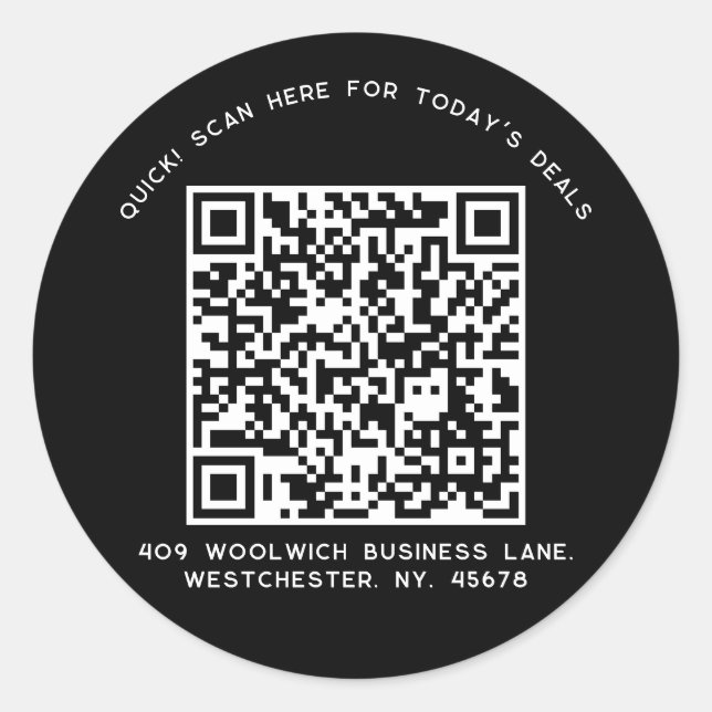 Individuelles QR Code Business Marketing Runder Aufkleber (Vorderseite)