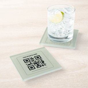 Individuelles QR-Code-Geschäftsname-Vorlage Glasuntersetzer