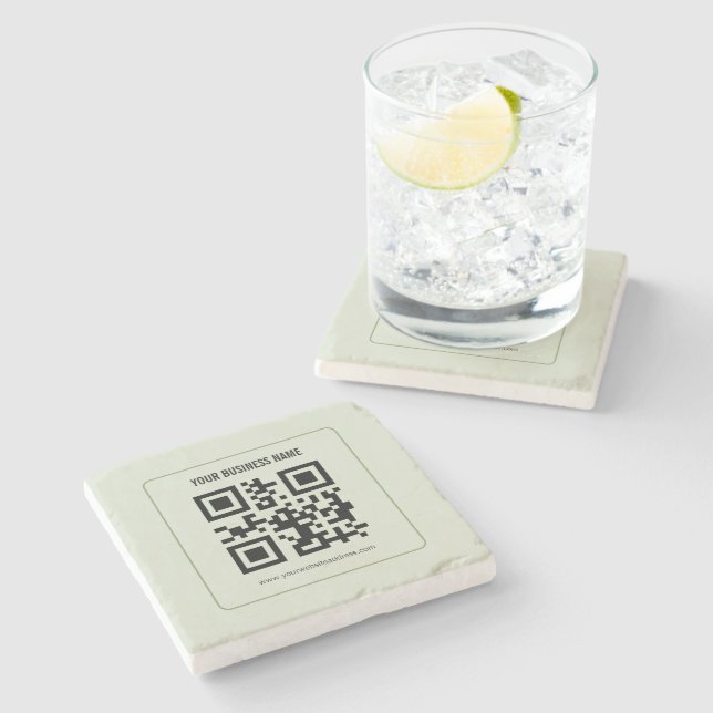 Individuelles QR-Code-Geschäftsname-Vorlage Steinuntersetzer (Seitenansicht)