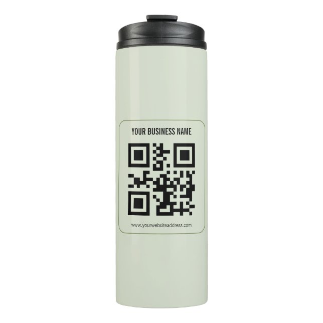 Individuelles QR-Code-Geschäftsname-Vorlage Thermosbecher (Vorderseite)