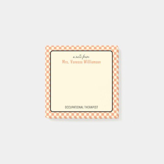 Individuelles Retro-Karo-Muster für Arbeitstherape Post-it Klebezettel (Vorderseite)