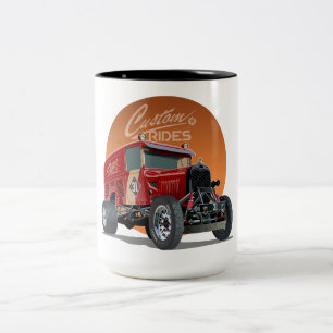 Individuelles Retro-Rennwagenkonzept Zweifarbige Tasse