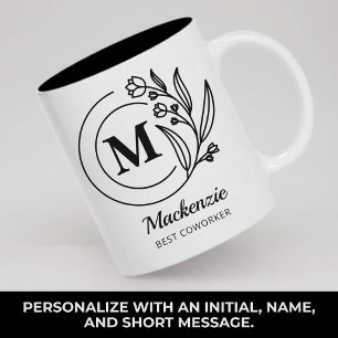 Individuelles rustikales Monogramm Mama Kollegin B Zweifarbige Tasse