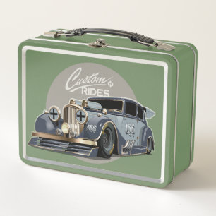 Individuelles Sci-Fi Retro-Rennwagen Metall Brotdose