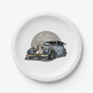 Individuelles Sci-Fi Retro-Rennwagen Pappteller