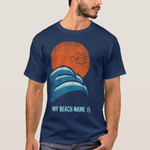 Individuelles Strand-Souvenir Vintage-Wellen und S T-Shirt