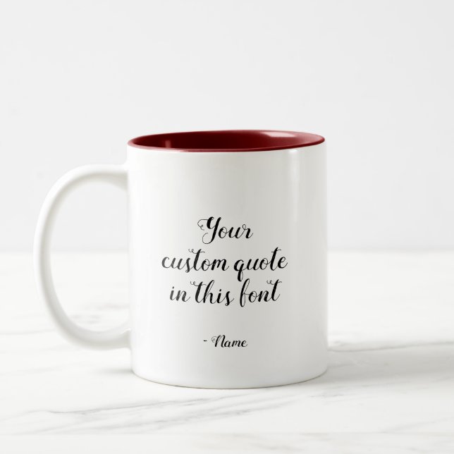 Individuelles Textangebot Moderne Chic Calligraphy Zweifarbige Tasse (Links)
