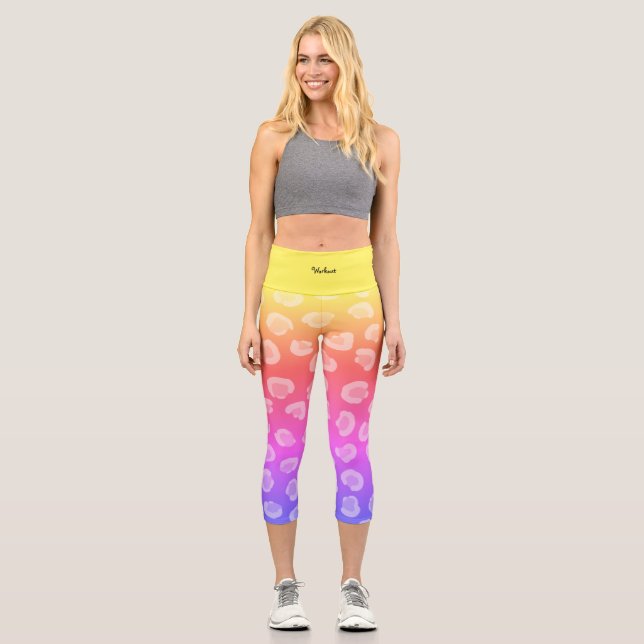 Individuelles Training bunter Gradientenleopard st Capri Leggings (Vorderseite)