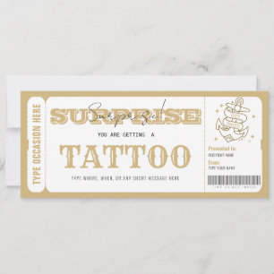 Individuelles Überraschungs-Tattoo-Geschenkgutsche Einladung