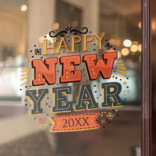 Individuelles Vintage Silvester Design Einzigartig Fensteraufkleber