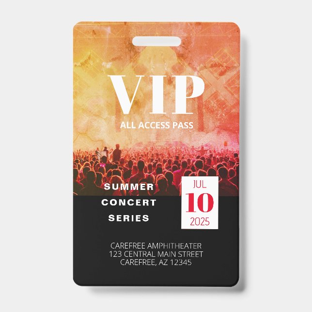 Individuelles VIP All Access Concept Abzeichen Ausweis (Vorderseite)