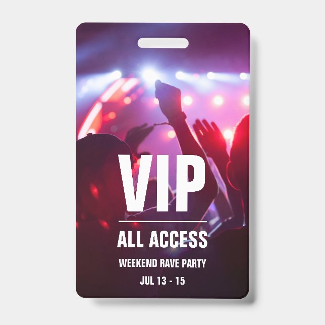 Individuelles VIP All Access Concept Pass Abzeiche Ausweis (Vorderseite)