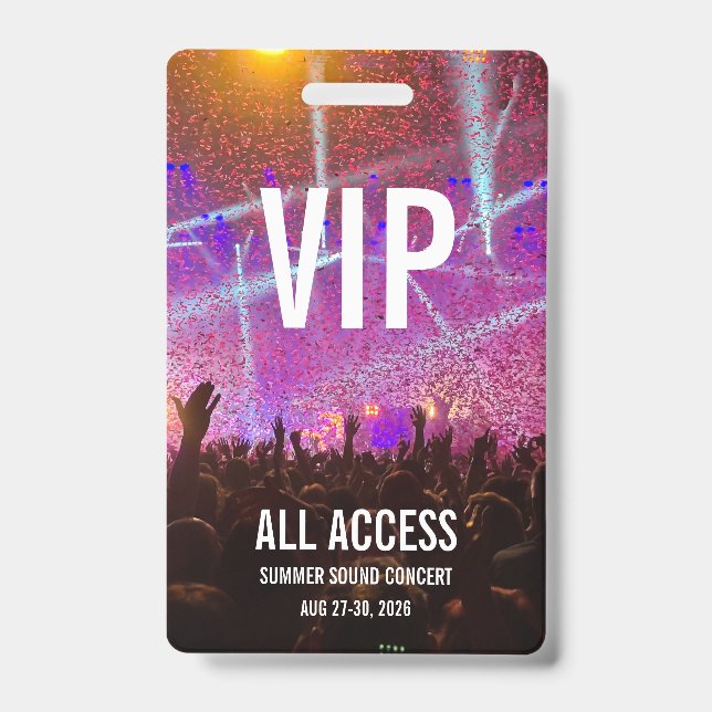 Individuelles VIP All Access Pass Konzert Ausweis (Vorderseite)
