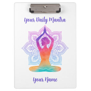 Individuelles Yoga-Clipbrett mit Namen und Mantra Klemmbrett