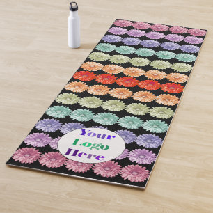 Individuelles Yogamatte mit Logo Farbige Blumen