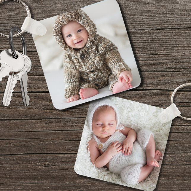 Individuelles Zweiseitiges Baby 2 Foto Schlüsselanhänger (Custom Double Sided Baby Two Photo keychain)