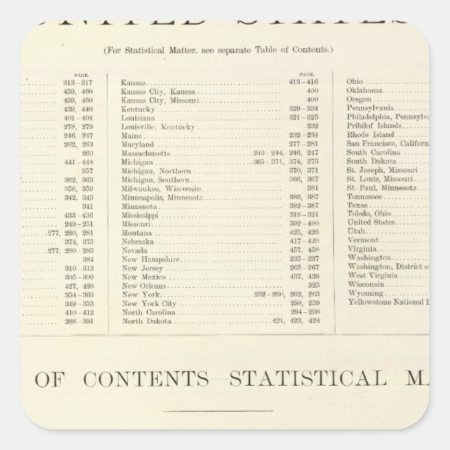 Indizierter Atlas der Welt - Vereinigte Staaten Quadratischer Aufkleber (Vorderseite)