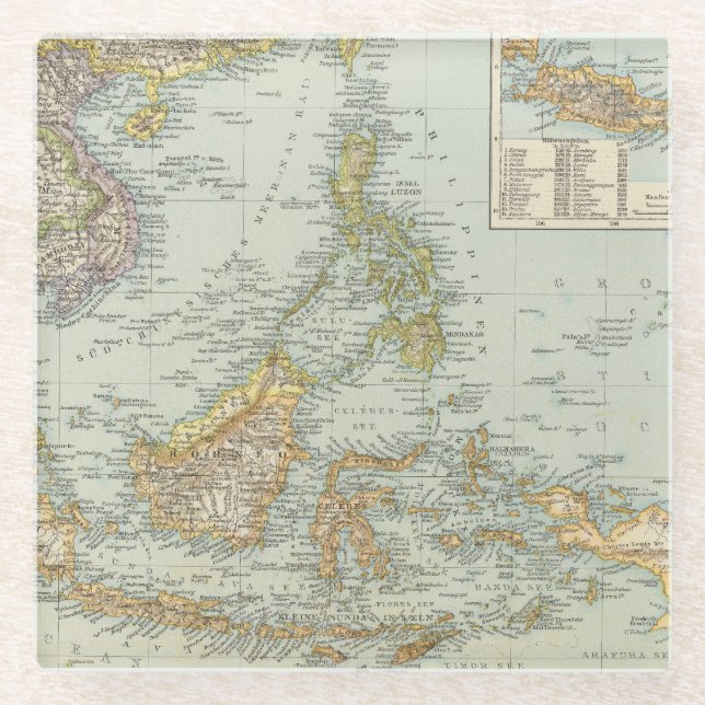 Indo China und Malaysian-Archipel Glasuntersetzer (Vorderseite)