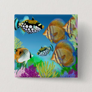 Indo pazifisches Riff-Fisch-Button Button