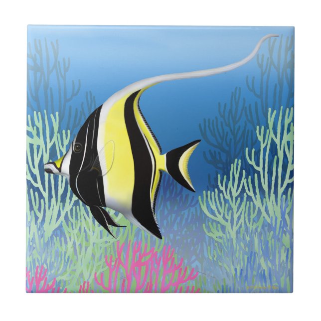 Indo pazifisches Riff-maurische Idol-Fisch-Fliese Fliese (Vorderseite)