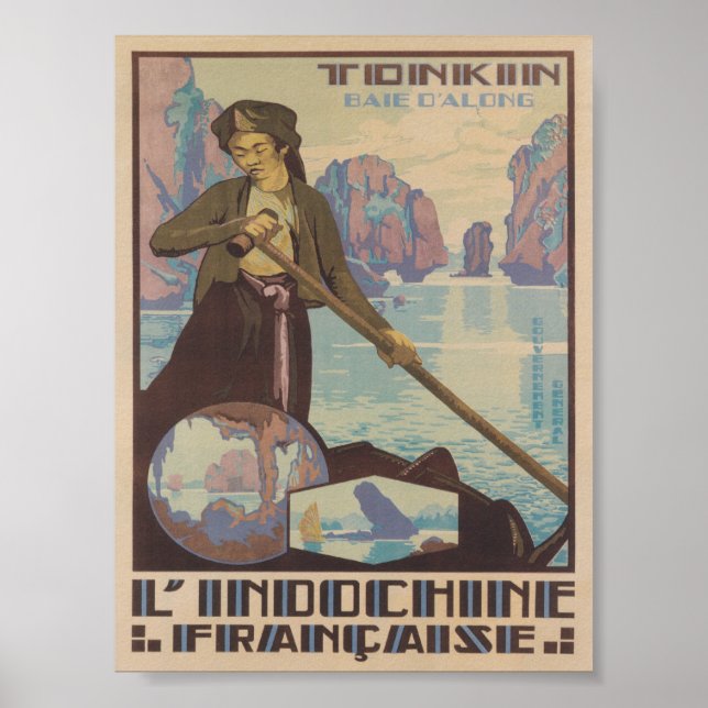Indochina Vintage Travel Poster (Vorne)