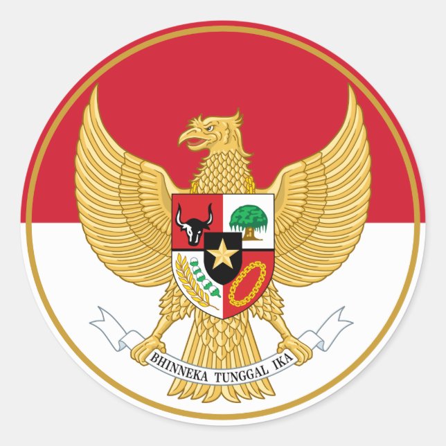 indonesia emblem classique rond autocollant (Devant)