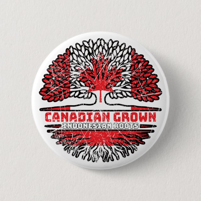 Indonesia Indonesian Canadian Canada Tree Roots Button (Vorderseite)