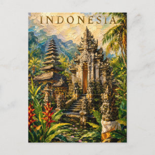 Indonesia: Sunny Tropical Bali Temple Art Souvenir Postkarte