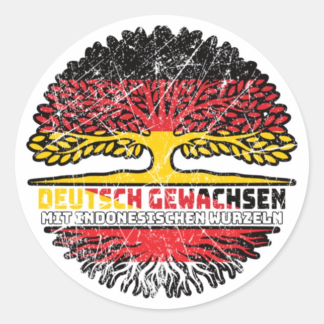 Indonesien Deutsch Deutschland Baum Runder Aufkleber (Vorderseite)