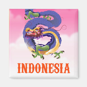 Indonesien-Drache Retro-Reiseposter Magnet