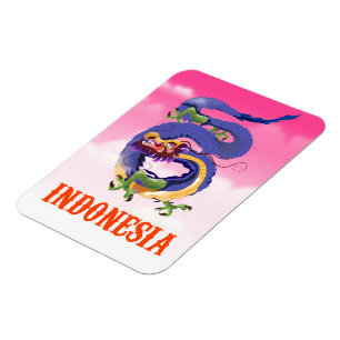 Indonesien Dragon Retroposter Magnet