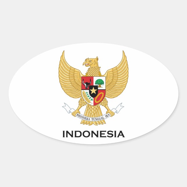 INDONESIEN - Emblem/Fahne/Wappen/Symbol Ovaler Aufkleber (Vorderseite)
