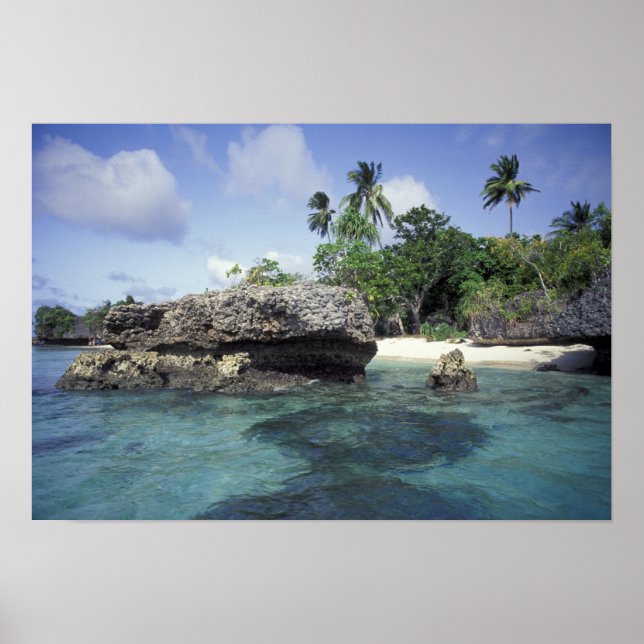 Indonesien. Felsformationen entlang der Küste Poster (Vorne)