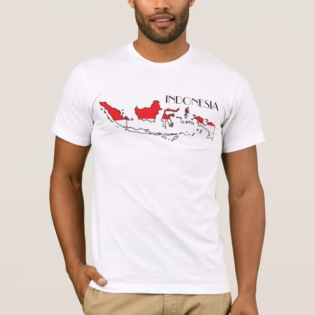 Indonesien Flagge-Karte Shirt (Vorderseite)