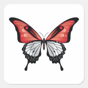 Indonesien Frack Butterfly Flag Quadratischer Aufkleber