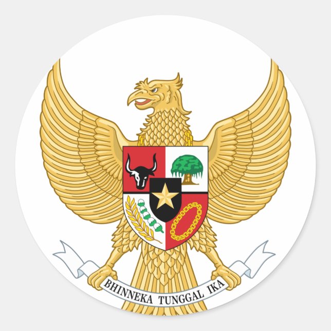 Indonesien, ID, Wappen Runder Aufkleber (Vorderseite)