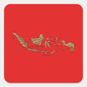 Indonesien-Kartenaufkleber Quadratischer Aufkleber