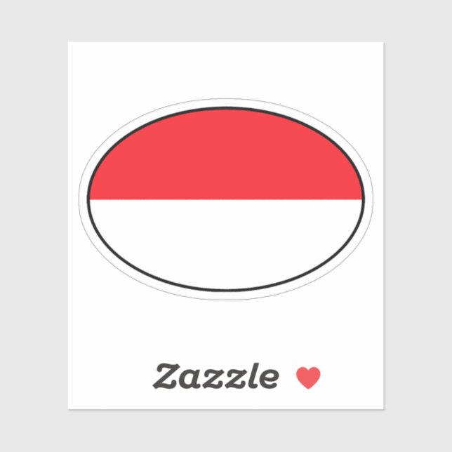 Indonesien Ländercode Oval Aufkleber mit Fahne (Blatt)
