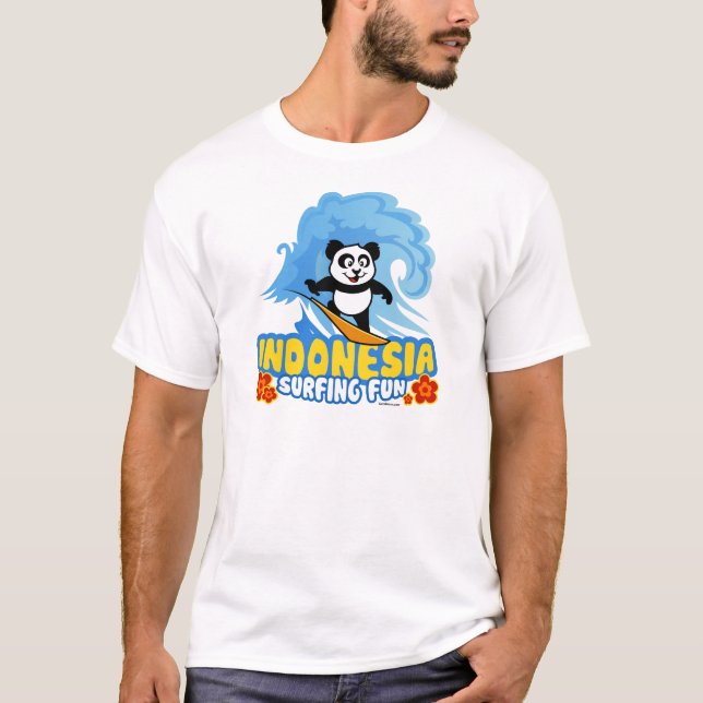 Indonesien Surfing Panda T-Shirt (Vorderseite)