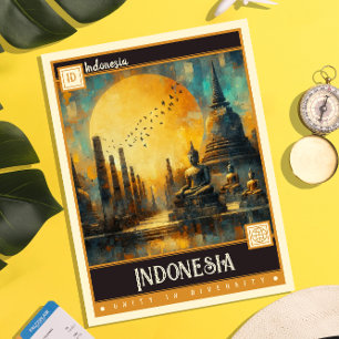 Indonesien Vintage-Gemälde Postkarte