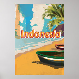 Indonesien Vintager Urlaub Poster