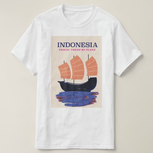Indonesien Vintages Reiseplakat T-Shirt (Design vorne)