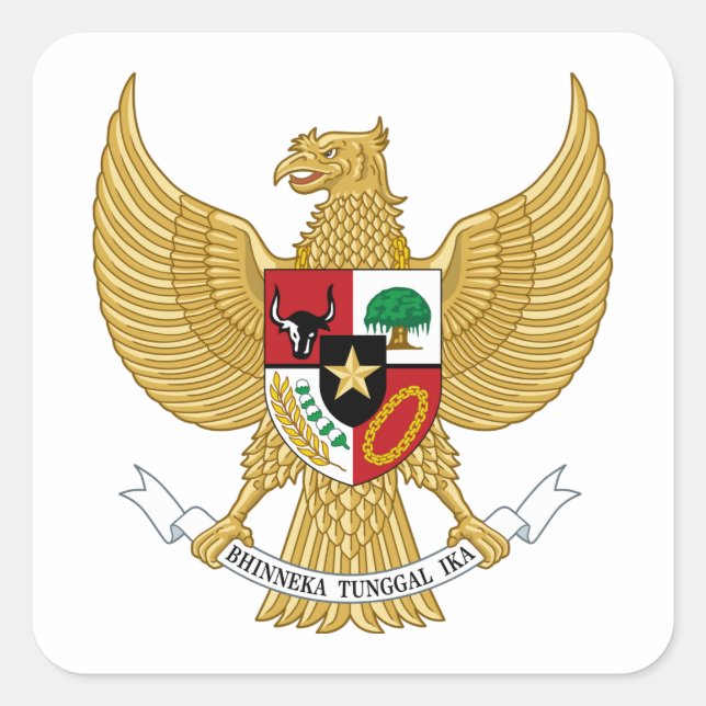 Indonesien-Wappen Quadratischer Aufkleber (Vorderseite)
