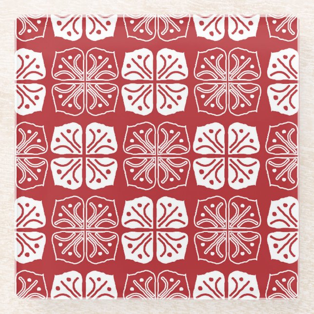 Indonesisch Batik Kawung Gurda Design Glasuntersetzer (Vorderseite)
