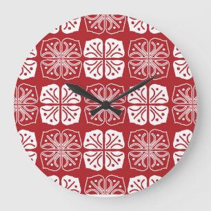 Indonesisch Batik Kawung Gurda Design Große Wanduhr