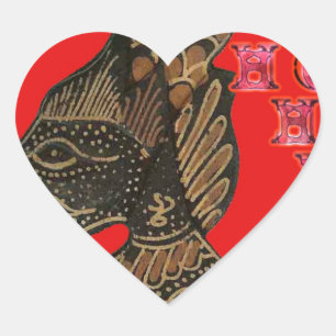 Indonesisch Shadow Puppet Hospho Design auf roter Herz-Aufkleber