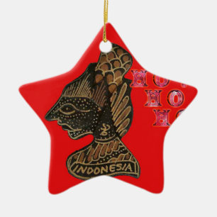 Indonesisch Shadow Puppet Hospho Design auf roter Keramik Ornament