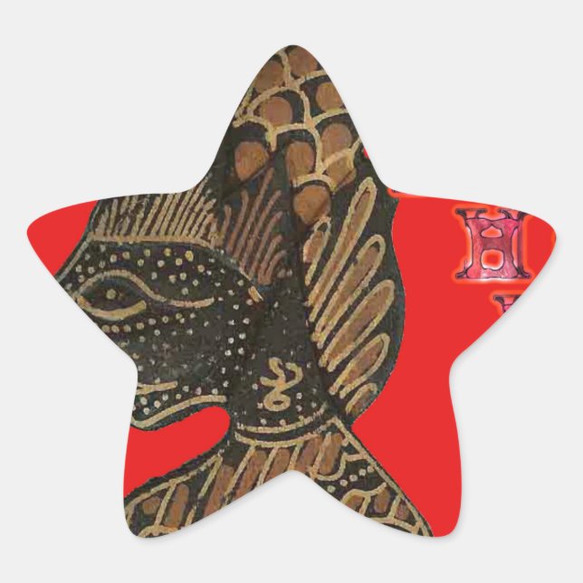 Indonesisch Shadow Puppet Hospho Design auf roter  Stern-Aufkleber (Vorderseite)
